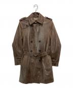 BURBERRY BLACK LABELバーバリーブラックレーベル）の古着「ラムレザートレンチーコート」｜ブラウン