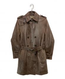 BURBERRY BLACK LABEL（バーバリーブラックレーベル）の古着「ラムレザートレンチーコート」｜ブラウン