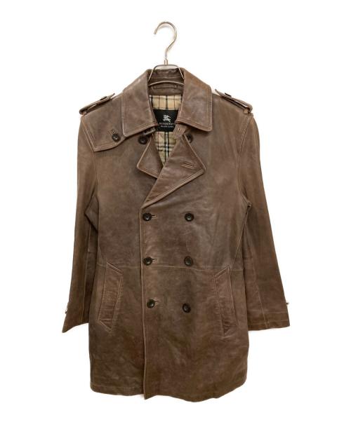 BURBERRY BLACK LABEL（バーバリーブラックレーベル）BURBERRY BLACK LABEL (バーバリーブラックレーベル) ラムレザートレンチーコート ブラウン サイズ:Mの古着・服飾アイテム
