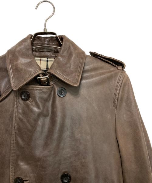 BURBERRY BLACK LABEL（バーバリーブラックレーベル）BURBERRY BLACK LABEL (バーバリーブラックレーベル) ラムレザートレンチーコート ブラウン サイズ:Mの古着・服飾アイテム