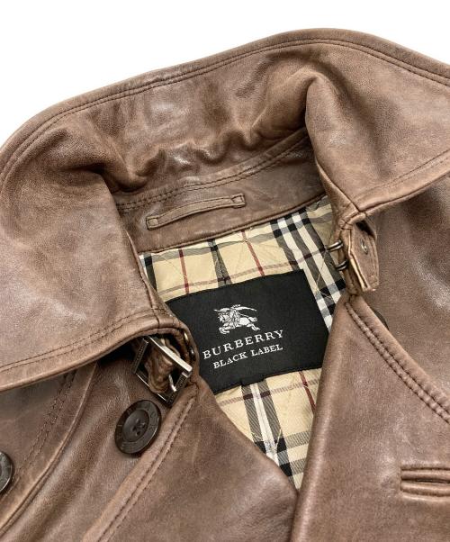 BURBERRY BLACK LABEL（バーバリーブラックレーベル）BURBERRY BLACK LABEL (バーバリーブラックレーベル) ラムレザートレンチーコート ブラウン サイズ:Mの古着・服飾アイテム