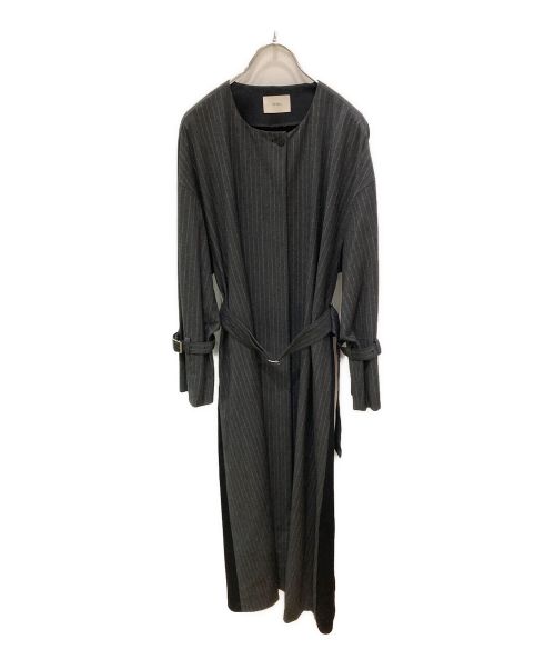 LE PHIL（ル フィル）LE PHIL (ル フィル) ウールストライプワンピース グレーの古着・服飾アイテム