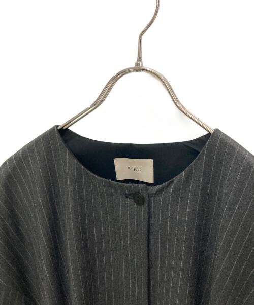 LE PHIL（ル フィル）LE PHIL (ル フィル) ウールストライプワンピース グレーの古着・服飾アイテム