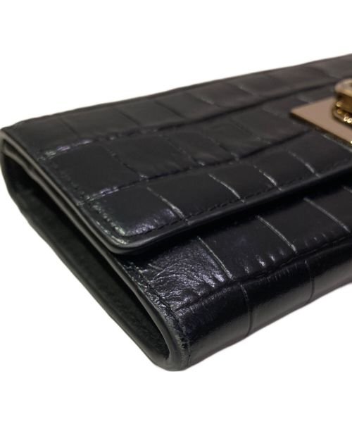 FURLA（フルラ）FURLA (フルラ) ターンロッククロコエンボスウォレット ブラックの古着・服飾アイテム