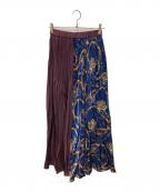 UN3D.アンスリード）の古着「プリーツ総柄切替パンツ」｜ボルドー