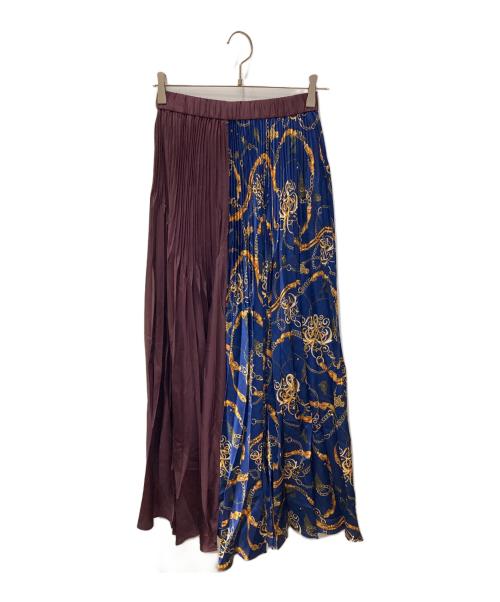 UN3D.（アンスリード）UN3D. (アンスリード) プリーツ総柄切替パンツ ボルドー サイズ:36の古着・服飾アイテム