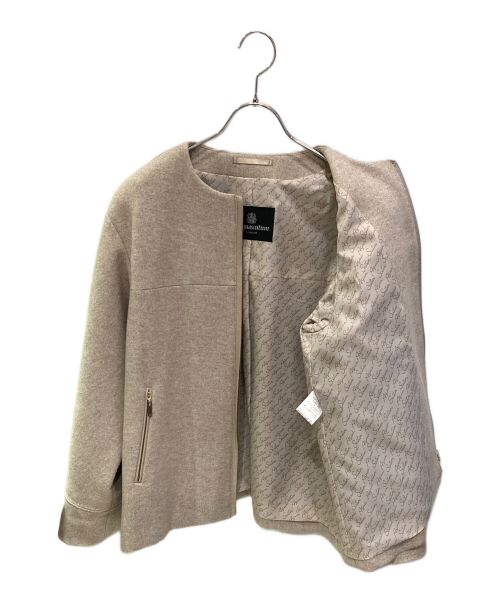 Aquascutum（アクアスキュータム）Aquascutum (アクアスキュータム) ノーカラージャケット ベージュ サイズ:8の古着・服飾アイテム
