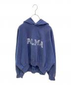 R JUBILEE×IENAアールジュビリー×イエナ）の古着「別注ALMAプリントスウェットパーカー」｜ブルー