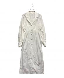 FRAY ID（フレイ アイディー）の古着「ボリュームスリーブシャツワンピ」｜ホワイト