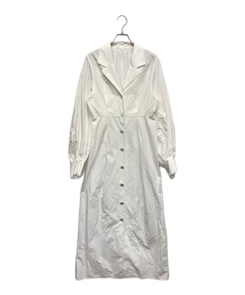 FRAY ID（フレイ アイディー）FRAY ID (フレイ アイディー) ボリュームスリーブシャツワンピ ホワイト サイズ:1の古着・服飾アイテム