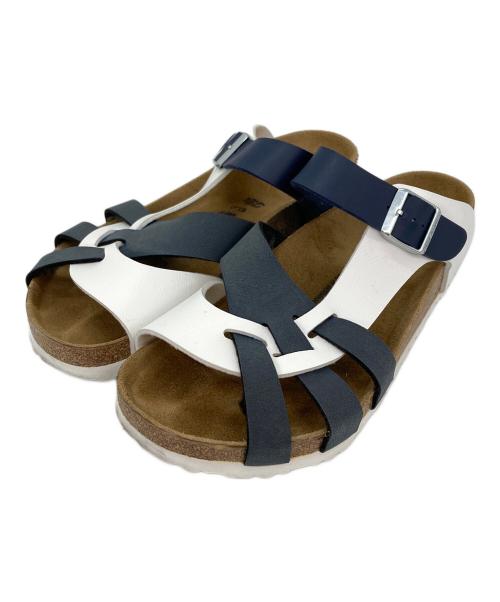 BIRKENSTOCK（ビルケンシュトック）BIRKENSTOCK (ビルケンシュトック) レザーサンダル ホワイト×ネイビー サイズ:28の古着・服飾アイテム
