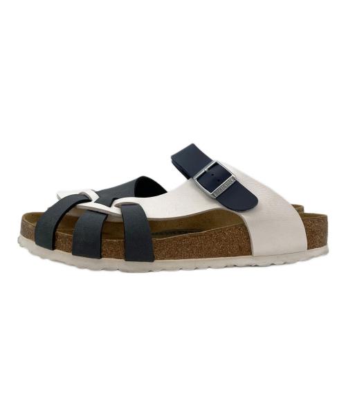 BIRKENSTOCK（ビルケンシュトック）BIRKENSTOCK (ビルケンシュトック) レザーサンダル ホワイト×ネイビー サイズ:28の古着・服飾アイテム