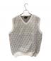 1piu1uguale3（ウノピュウノウグァーレトレ）の古着「ロゴ総柄ニットベスト」｜ホワイト