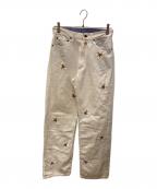 PINK HOUSEピンクハウス）の古着「テディベアワッペンカラーパンツ」｜ホワイト