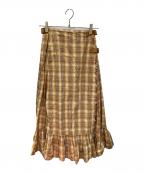 KANEKO ISAOカネコ イサオ）の古着「チェックラップスカート」｜イエロー