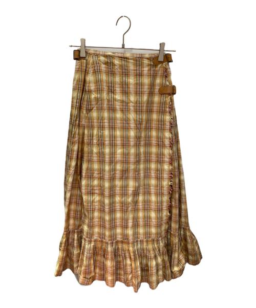 KANEKO ISAO（カネコ イサオ）KANEKO ISAO (カネコ イサオ) チェックラップスカート イエロー サイズ:不明(実寸サイズをご確認ください)の古着・服飾アイテム