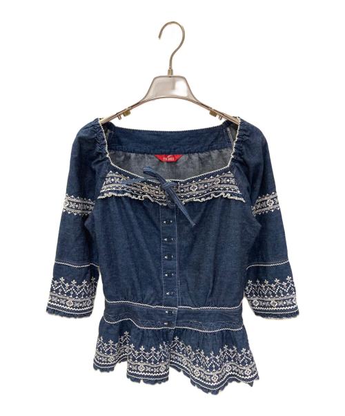PINK HOUSE（ピンクハウス）PINK HOUSE (ピンクハウス) 刺繍デニムブラウス インディゴ サイズ:不明(実寸サイズをご確認ください)の古着・服飾アイテム