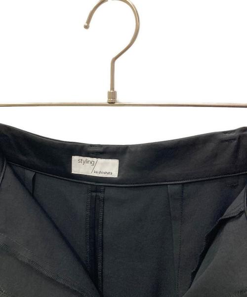 styling/（スタイリング）styling/ (スタイリング) kei shirahata (ケイシラハタ) バックラップサテンスカート ブラックの古着・服飾アイテム