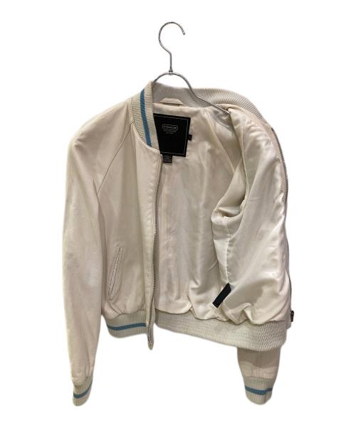 COACH（コーチ）COACH (コーチ) レザージャケット ホワイト サイズ:Lの古着・服飾アイテム