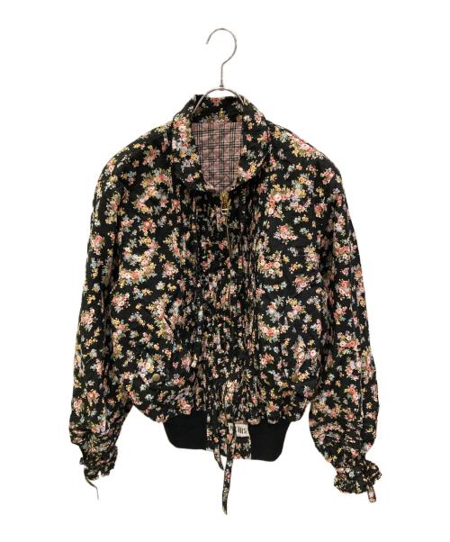 PINK HOUSE（ピンクハウス）PINK HOUSE (ピンクハウス) 花柄フリルブルゾン ブラック サイズ:FREEの古着・服飾アイテム