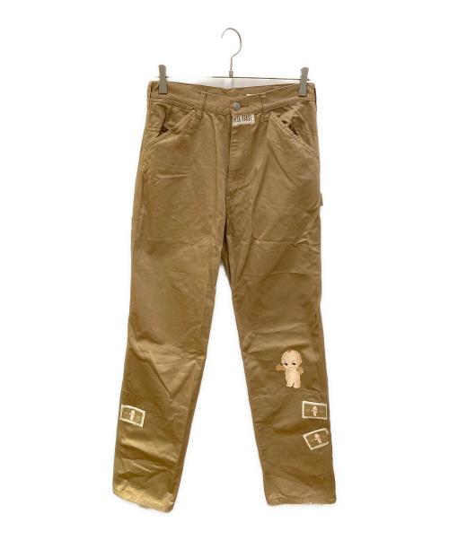 PINK HOUSE（ピンクハウス）PINK HOUSE (ピンクハウス) キューピー刺繍ワッペンペインターパンツ ブラウン サイズ:Mの古着・服飾アイテム