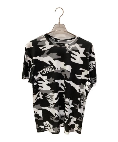 1PIU1UGUALE3 RELAX（ウノピゥウノウグァーレトレ リラックス）1PIU1UGUALE3 RELAX (ウノピゥウノウグァーレトレ リラックス) カモジャージーTee ホワイト×ブラック サイズ:Lの古着・服飾アイテム