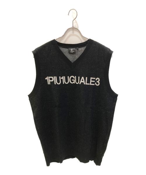 1piu1uguale3（ウノピュウノウグァーレトレ）1piu1uguale3 (ウノピュウノウグァーレトレ) ロゴニットベスト ブラック サイズ:5の古着・服飾アイテム