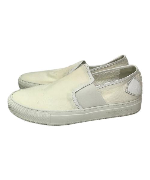 PHILIPPE MODEL（フィリップ モデル）PHILIPPE MODEL (フィリップ モデル) ダメージ加工スリッポン ホワイト サイズ:42の古着・服飾アイテム