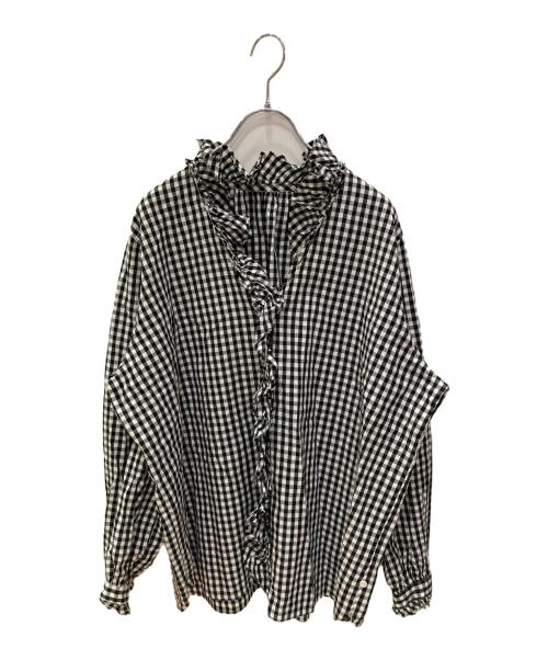 journal standard luxe（ジャーナルスタンダード ラックス）journal standard luxe (ジャーナルスタンダード リュクス) ギンガムフリルブラウス ブラック サイズ:不明(実寸サイズをご確認ください)の古着・服飾アイテム
