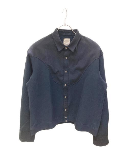 YSTRDY'S TMRRW（イエスタデイズトゥモロウ）YSTRDY'S TMRRW (イエスタデイズトゥモロウ) ギャバジンロデオシャツ ネイビー サイズ:Lの古着・服飾アイテム