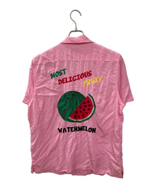 HOUSTON（ヒューストン）HOUSTON (ヒューストン) 刺繍オープンカラーシャツ ピンク サイズ:Lの古着・服飾アイテム