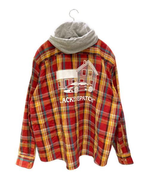 THE BLACK EYE PATCH（ブラックアイパッチ）THE BLACK EYE PATCH (ブラックアイパッチ) フードチェックシャツ レッド サイズ:XLの古着・服飾アイテム