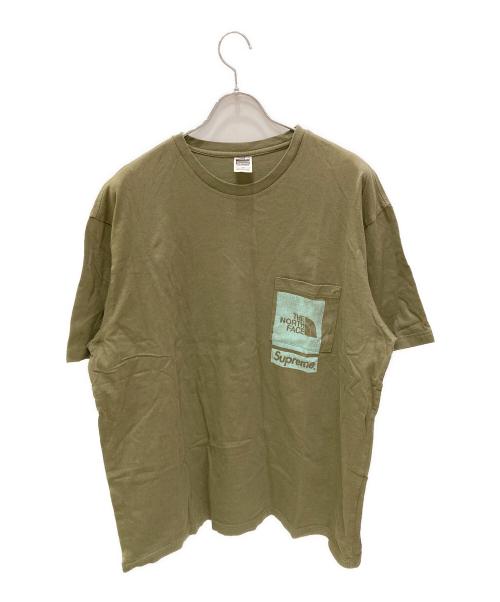 SUPREME（シュプリーム）SUPREME (シュプリーム) THE NORTH FACE (ザ ノース フェイス) プリントポケットTシャツ カーキ サイズ:Lの古着・服飾アイテム