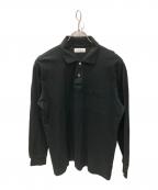 Yves Saint Laurentイヴサンローラン）の古着「古着YSLロゴ刺繍長袖ポロシャツ」｜ブラック