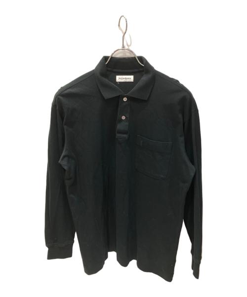 Yves Saint Laurent（イヴサンローラン）Yves Saint Laurent (イヴサンローラン) 古着YSLロゴ刺繍長袖ポロシャツ ブラック サイズ:Mの古着・服飾アイテム
