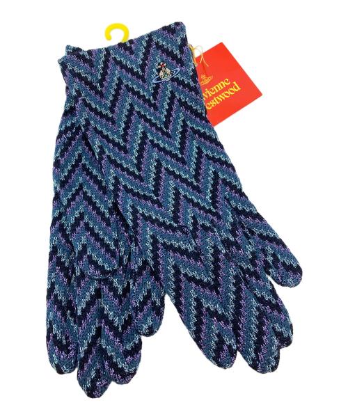 Vivienne Westwood（ヴィヴィアンウエストウッド）Vivienne Westwood (ヴィヴィアンウエストウッド) オーブ刺繍手袋 ブルー 未使用品の古着・服飾アイテム