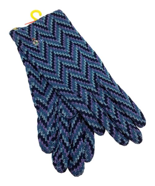 Vivienne Westwood（ヴィヴィアンウエストウッド）Vivienne Westwood (ヴィヴィアンウエストウッド) オーブ刺繍手袋 ブルー 未使用品の古着・服飾アイテム