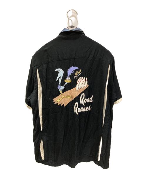 STYLE EYES（スタイルアイズ）STYLE EYES (スタイルアイズ) LOONEY TUNES (ルーニーチューンズ) ロードランナー刺繍ボーリングシャツ ブラック サイズ:Lの古着・服飾アイテム