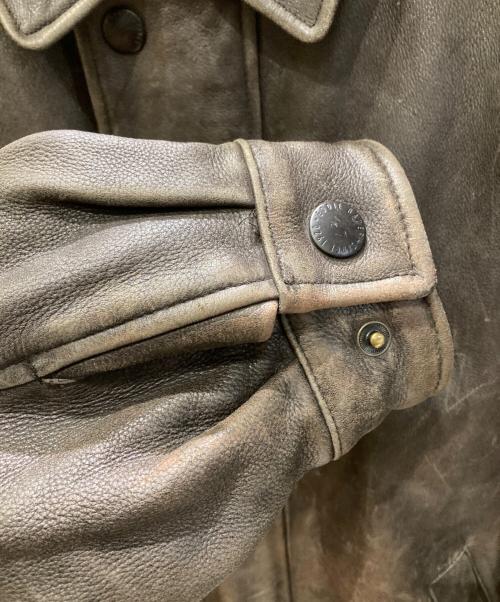 Eddie Bauer（エディーバウアー）Eddie Bauer (エディーバウアー) 古着レザーブルゾン ブラウン サイズ:Mの古着・服飾アイテム