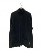 Yohji Yamamoto pour hommeヨウジヤマモト プールオム）の古着「チャイナボタンダブルカラーシャツジャケット」｜ブラック