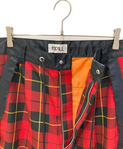 KIDILL（キディル）KIDILL (キディル) ジップ装飾デザインチェックパンツ レッド×ネイビー サイズ:44の古着・服飾アイテム