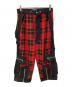 KIDILL（キディル）の古着「ジップ装飾デザインチェックパンツ」｜レッド×ネイビー