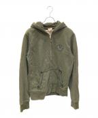 TRUE RELIGIONトゥルー レリジョン）の古着「デザインステッチジップパーカー」｜グリーン