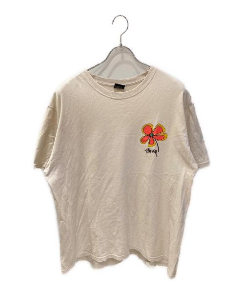 stussy（ステューシー）stussy (ステューシー) フラワーロゴプリントTシャツ ベージュ サイズ:Lの古着・服飾アイテム