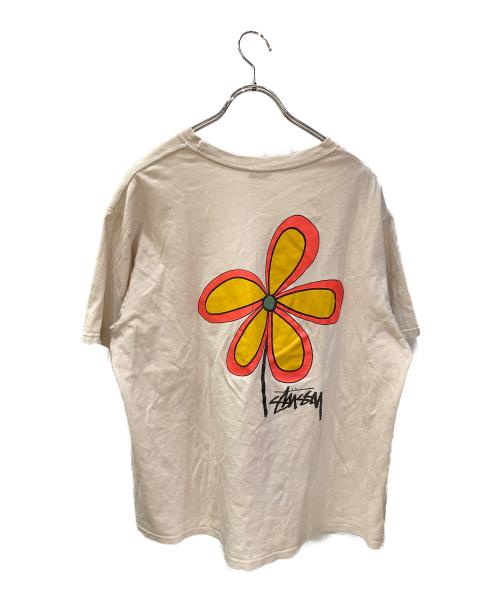 stussy（ステューシー）stussy (ステューシー) フラワーロゴプリントTシャツ ベージュ サイズ:Lの古着・服飾アイテム