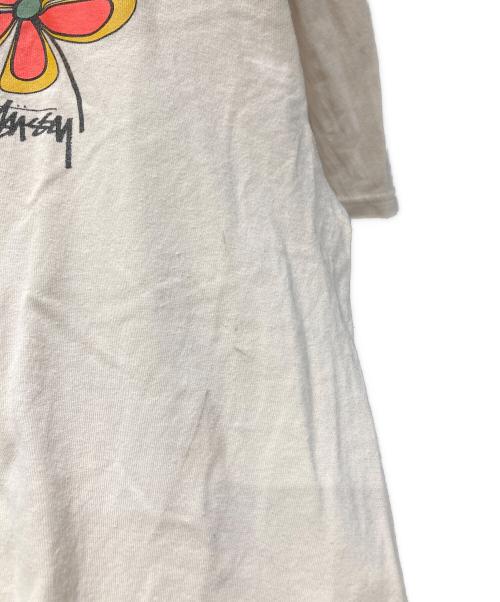 stussy（ステューシー）stussy (ステューシー) フラワーロゴプリントTシャツ ベージュ サイズ:Lの古着・服飾アイテム