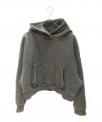 entire studiosエンタイアスタジオ）の古着「ガーメントダイショートスウェットパーカー」｜ブラック