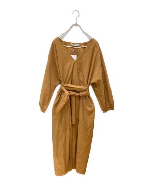 MARELLA（マレーラ）MARELLA (マレーラ) ステッチデザインウエストベルトワンピース ブラウン サイズ:46の古着・服飾アイテム
