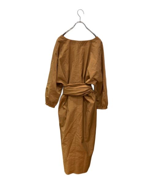 MARELLA（マレーラ）MARELLA (マレーラ) ステッチデザインウエストベルトワンピース ブラウン サイズ:46の古着・服飾アイテム