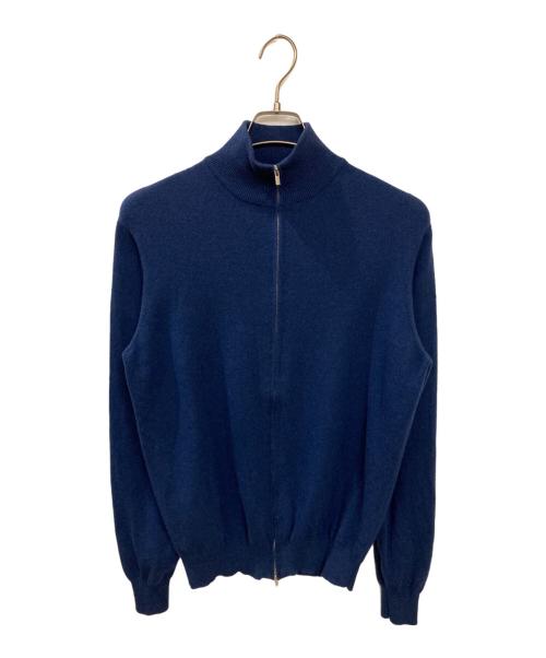 FILIPPO DE LAURENTIIS（フィリッポ・デ・ローレンティス）FILIPPO DE LAURENTIIS (フィリッポ・デ・ローレンティス) カシミヤ混ウールニットジャケット ブルー サイズ:50の古着・服飾アイテム